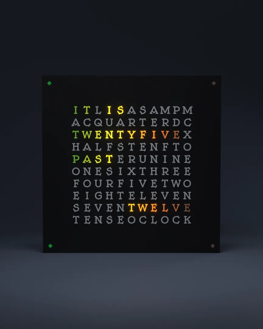 Autumn face lit on the Write Time clock