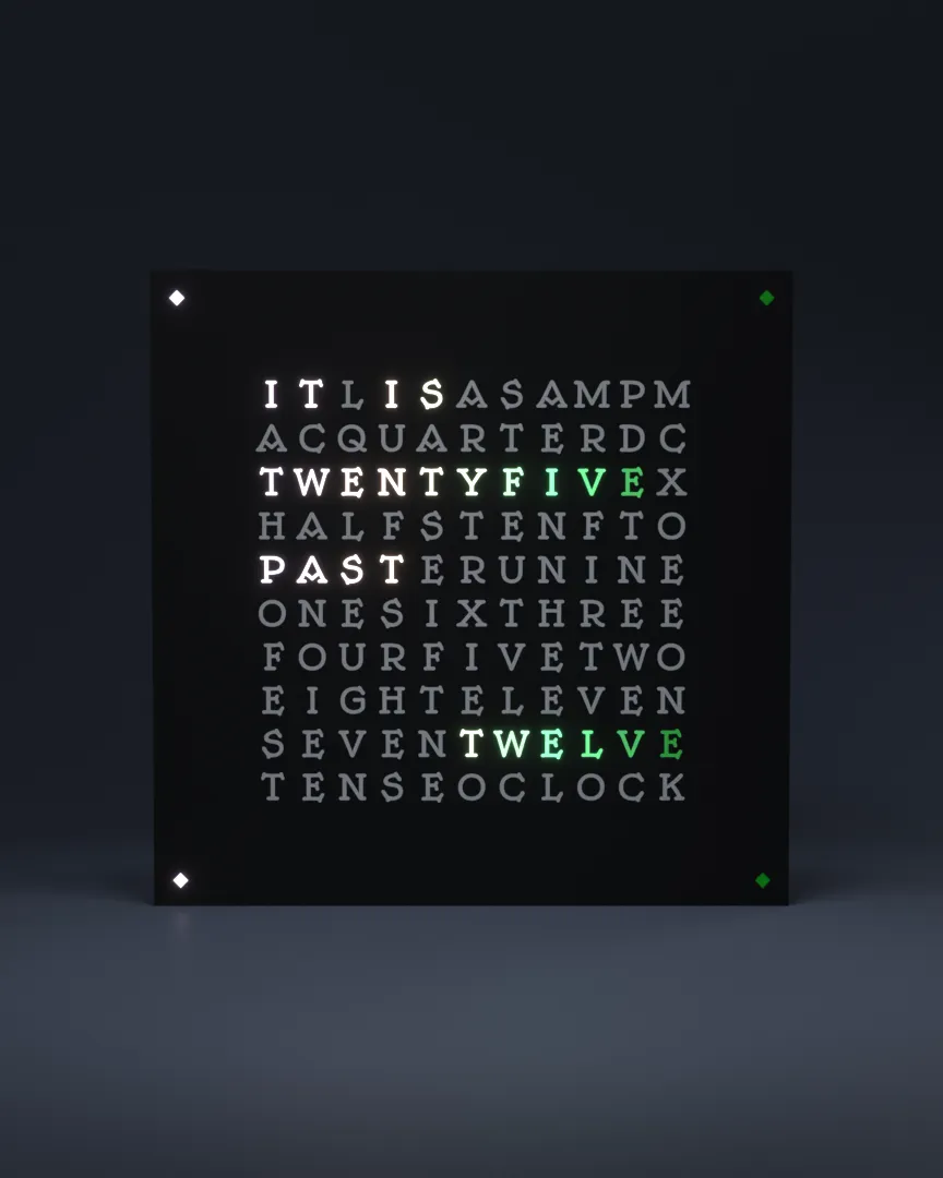 Spring face lit on the Write Time clock